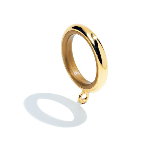 Karnisz mosiężny Cinzia kółko z oczkiem, wykończenie mosiądz polerowany lakierowany