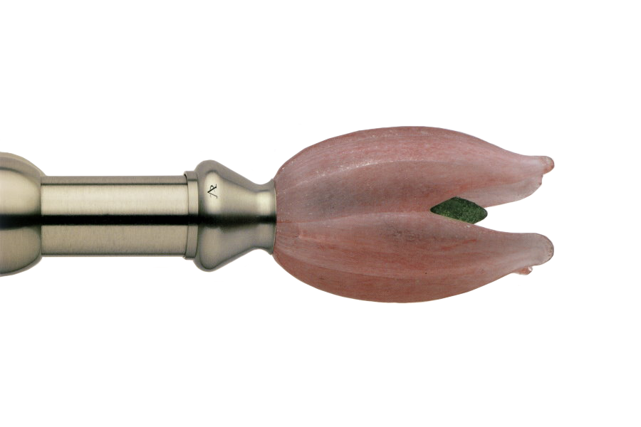 Karnisz mosiężny Dafne zakończenie ze szkła Murano w kolorze różowym