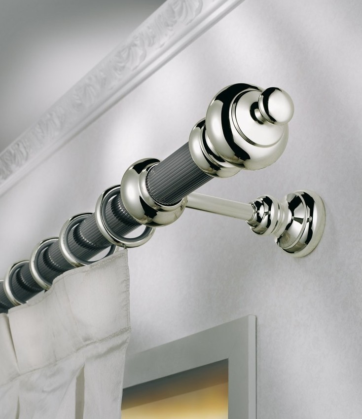 Karnisz mosiężny Alba kolor 13 mosiądz niklowany czarny - srebro