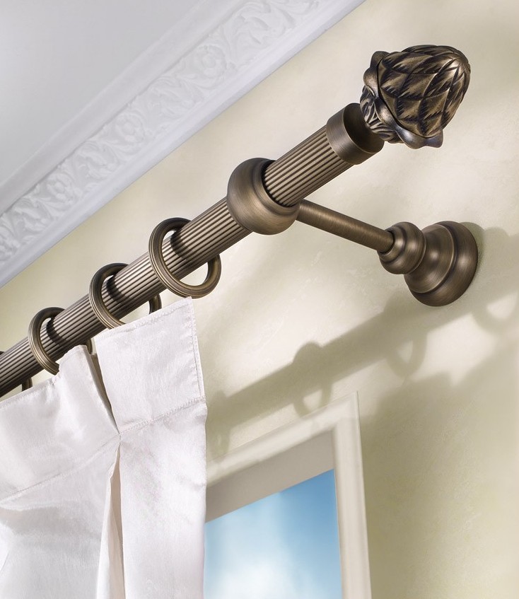 Karnisz mosiężny Ornella mosiądz brąz matowy 60, rura ryflowana