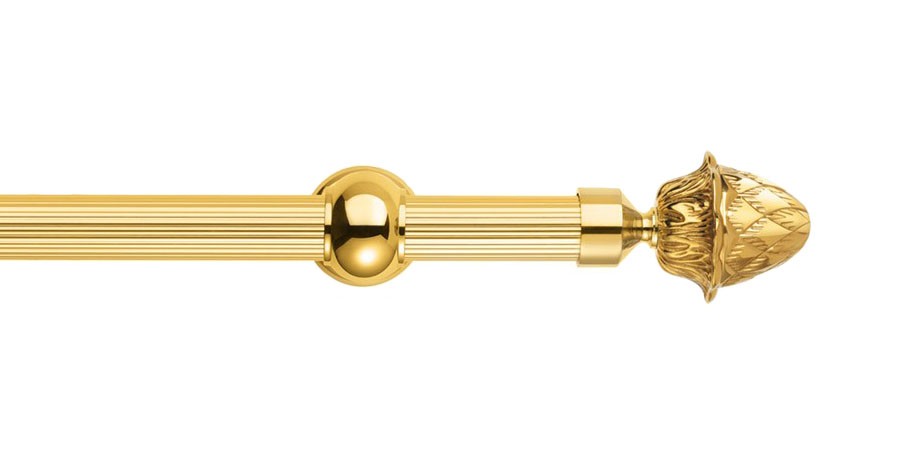 Karnisz mosiężny Ornella mosiądz lakierowany polerowany 01, rura ryflowana