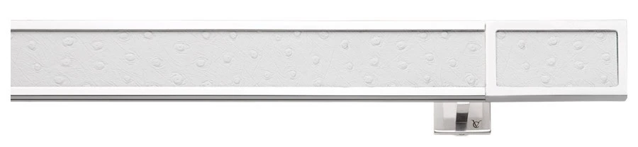 Karnisz Jane wykończenie 67SB aluminium polerowane + skóra strusia biała