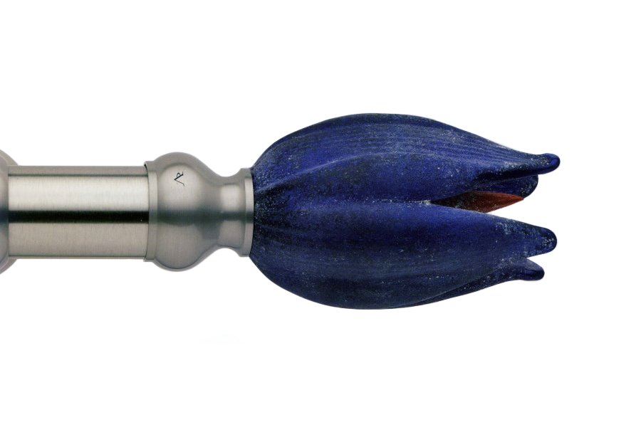 Karnisz mosiężny Dafne zakończenie ze szkła Murano w kolorze granatowym