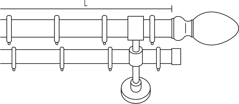 Karnisz mosiężny Melissa podwójny