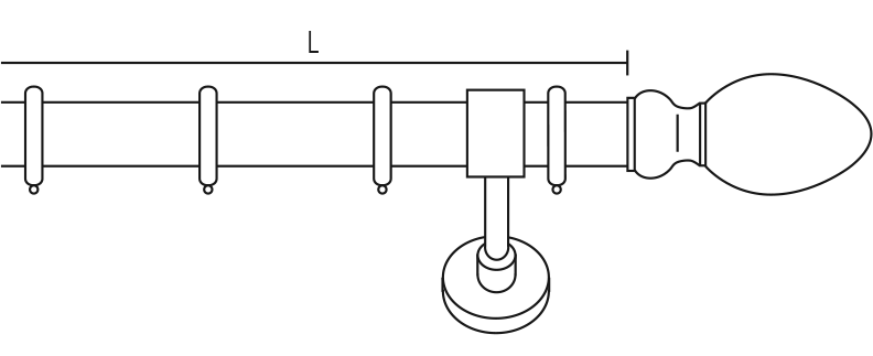 Karnisz mosiężny Melissa pojedynczy