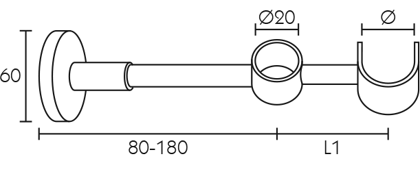 Karnisz mosiężny Melissa - wspornik podwójny