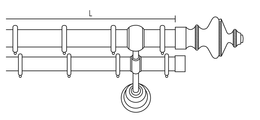karnisz mosiężny Viviana dwubiegowy