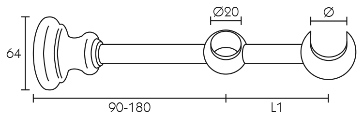 Karnisz mosiężny Viviana wspornik podwójny