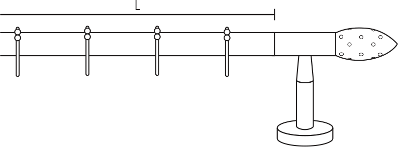 Karnisz stalowy Zineb z haczykami ozdobionymi kuleczkami