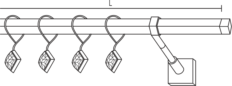 Karnisz stalowy Margot pojedynczy z kryształowymi żabkami