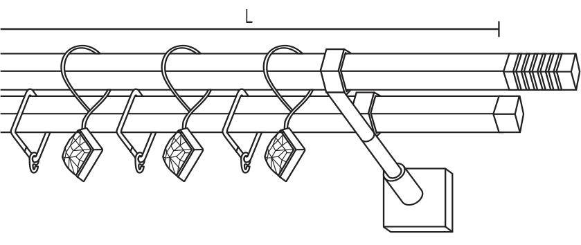Karnisz stalowy Noor podwójny z kryształowymi żabkami