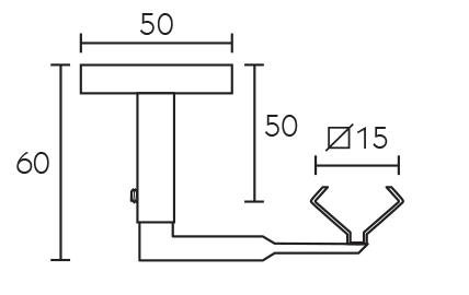 Wspornik sufitowy pojedynczy środkowy do rury kwadro