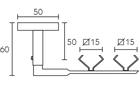 Wspornik sufitowy podwójny środkowy do rury kwadro