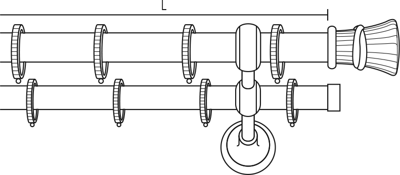Karnisz Paola - mosiądz, podwójny