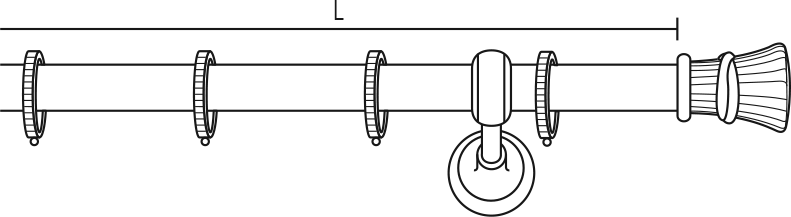 Karnisz Paola - mosiądz, pojedynczy